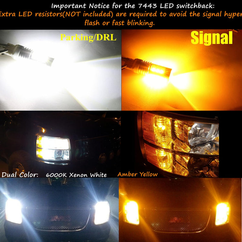 Alla Lighting T25 3457 3157 Switchback LED Turn Signal Lights Dual Color 6000K White/Amber Yellow 12V 4157NAK 3457AK 4057 3057 3757AK 5702AK 4157AK Extremely Super Bright 2835 28-SMD Upgrade T25/3157/3457