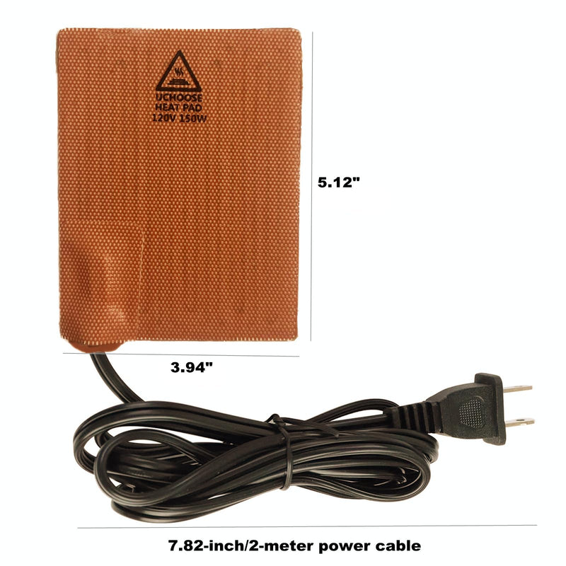 Silicone Engine Heated Pad 100X130mm, 120V Engine Heater Pad, 150W Adhesive Flexible Heating Pad for Car Oil Pan/Tank type, Built-in Thermostat, for Metal Surface only, Quick Heating