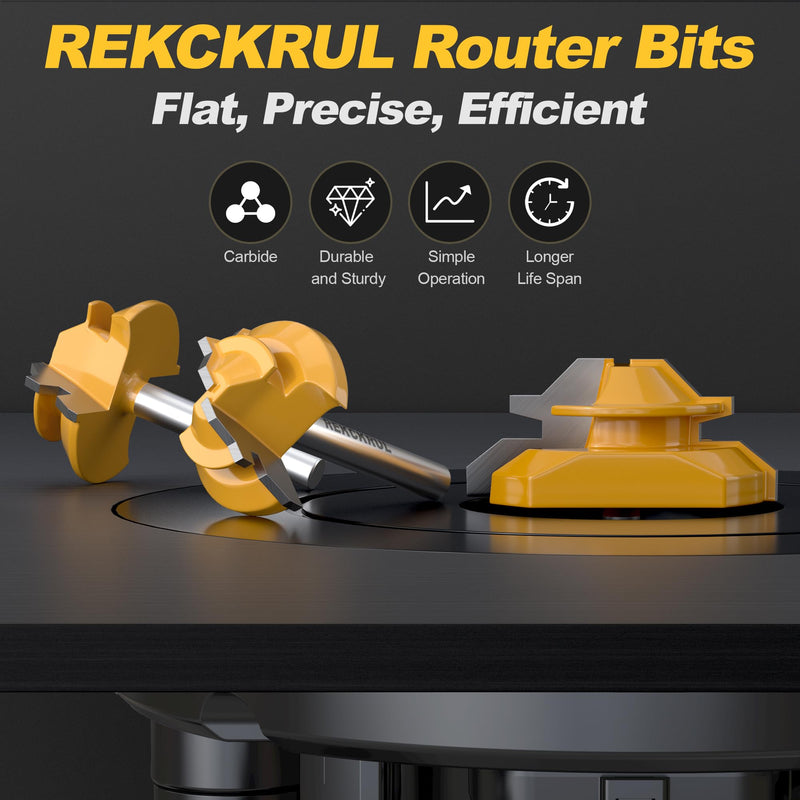 Professional 3 PCS 45 Degree Lock Miter Router Bit Set - Carbide Tipped, 1/4" Shank, Cutting Height: 1/2", 5/8", 3/4", Woodworking Tools for Cabinets, Drawers, Doors & Furniture 1/2", 5/8", 3/4" Cutting Heights 1/4" Shank - 3 Piece Set