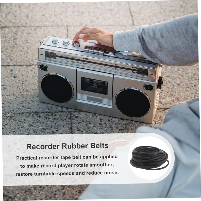 20pcs Recorder Karate Belts Recorder Belts Music Cassette Tape Player Belts Cassette Player Belts Cassette Deck Belts Cassette Recorder Repair Leash Rubber with Music Logger 6.7x6.7cm Black