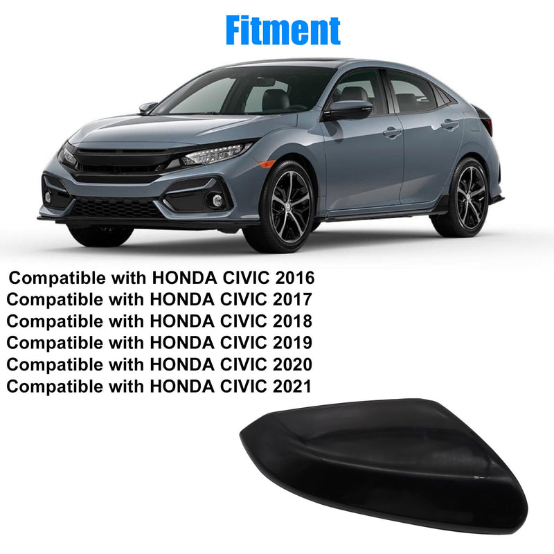 Priprilod Right Passenger Side Mirror Cap Cover Compatible With Honda Civic 2016 2017 2018 2019 2020 2021 Glossy Black 76201-TBA-A11ZF 76201-TBA-A21ZG