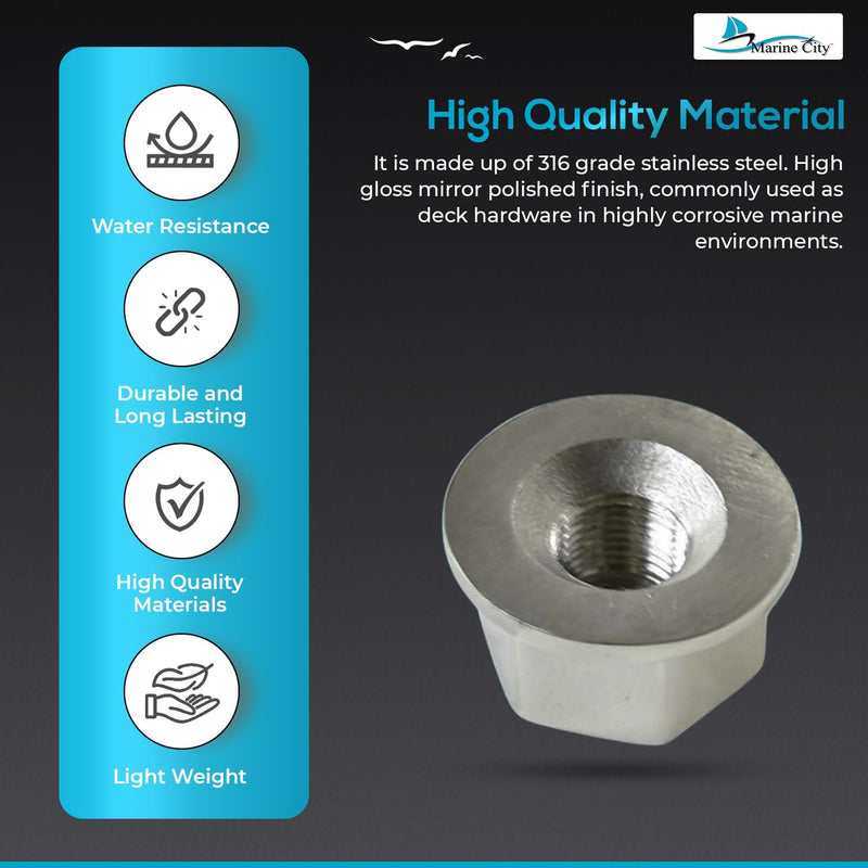 Marine City Steering Wheel Mounting Nut – Premium 316 Stainless Steel, Thread 18-5/8 Inches, Corrosion-Resistant Marine Grade Hardware for Boats & Yachts
