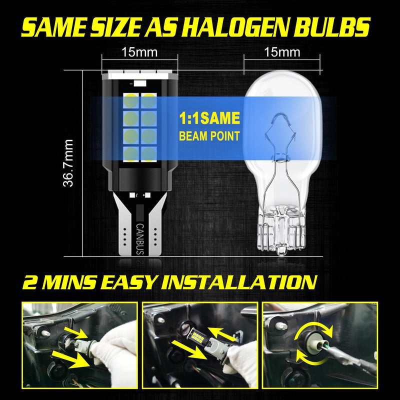 921 LED Bulb Reverse Light,921 912 906 W16W T15 LED Bulbs CANBUS Error Free,Non-polarity Upgraded 921 Bulbs and 6000K High Bright（Pack of 2）