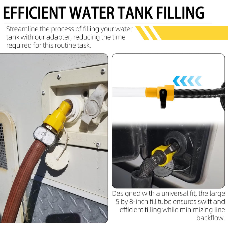 40003 RV Water Fill Adapter with Hose for Quick Filling of Your RV's Gravity Water Fill Adapter Fits Standard Drinking Waters Hoses - Features a 5/8" Tube 1