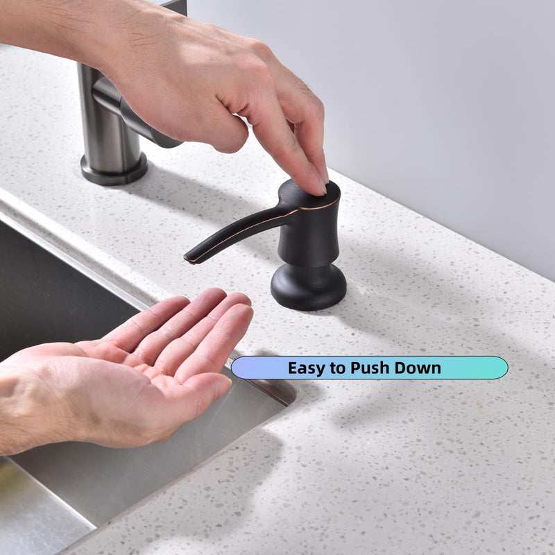 Soap Dispenser for Kitchen Sink Built in, 360° Swivel ABS Pump with 11 OZ Bottle,Kitchen Sink Soap Dispenser Oil Rubbed Bronze Orb