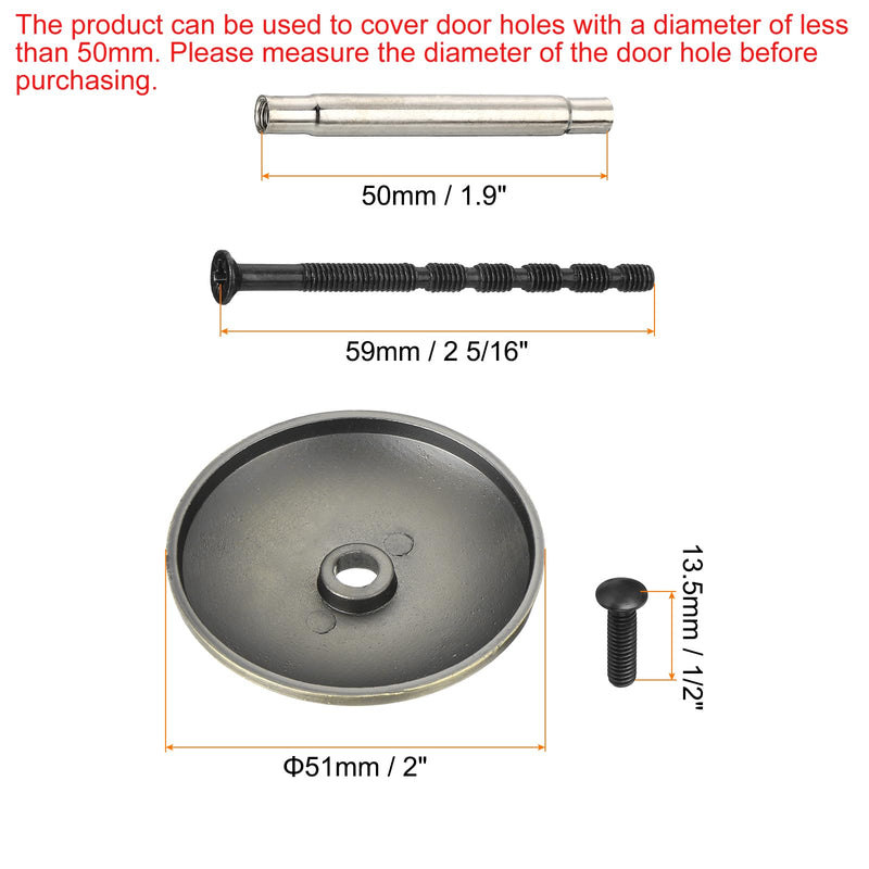 PATIKIL Door Hole Cover Plate, 2 Inches Zinc Alloy Flower Round Deadbolt Cover Plate Door Reinforcement Plate for Door Hole Filling (Chrome Plated) Chrome Plated