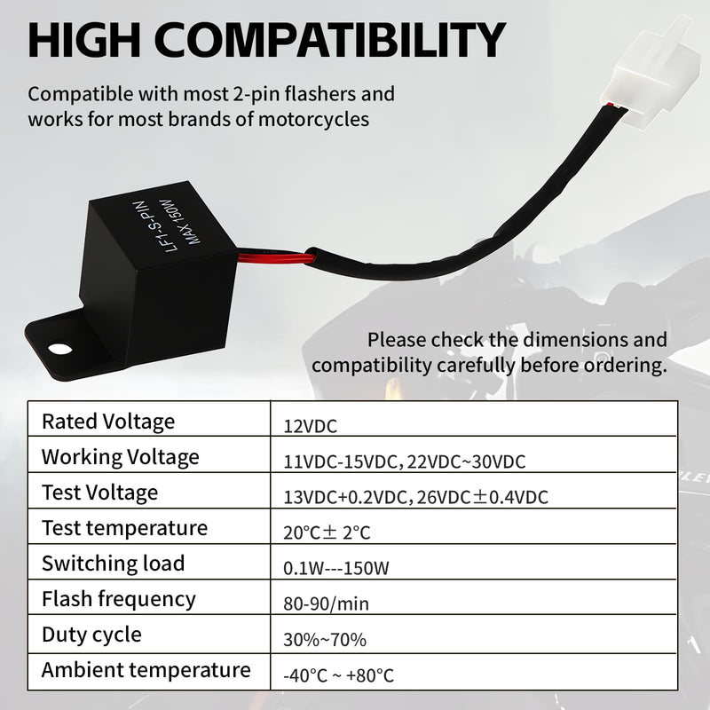 Motorcycle LED Flasher Relay, 2 Pin 12V Motorcycle Electronic Turn Signal Flasher Relay, Indicator Light LED Flasher Relay to Fix Turn Signal Bulbs Hyper Blinker Flash