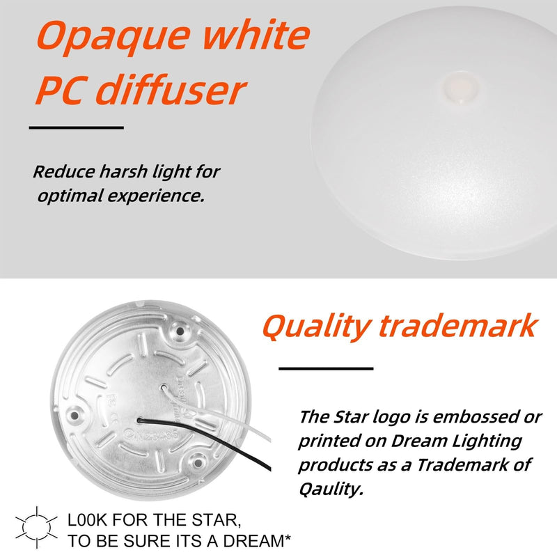 Dream lighting RV Puck Lights LED 12v RV Interior Ceiling Light 3500K Warm White with On/Off Switch 4.5inch Pack of 2 B: 4.5inch, pack 2