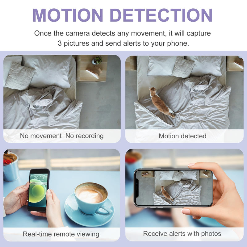 WiFi Hidden Camera Smoke Detector, HD 1080P Wireless Mini Detector Spy Cameras for Home Office Security Surveillance,Nanny Camera with Remote View/Night Vision/Motion Detection No Audio