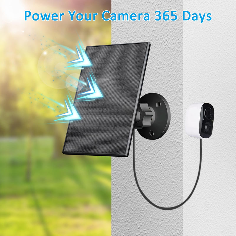 2W Solar Panel for Security Camera Outdoor, USB/USB-C Charger with IP65 Waterproof, 360° Adjustable Mount & 7.2ft Cable, Compatible with Rechargeable Battery Cameras (2 Pack, Black) 2W-2 Pack-Black