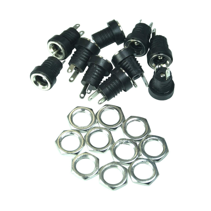 FILSHU 5Pcs 5.5x2.5mm DC Power Jack Female Socket Panel Mount with 2 Pin 18AWG Wires for Laptop Computers, Small Televisions and Other Electronic Devices