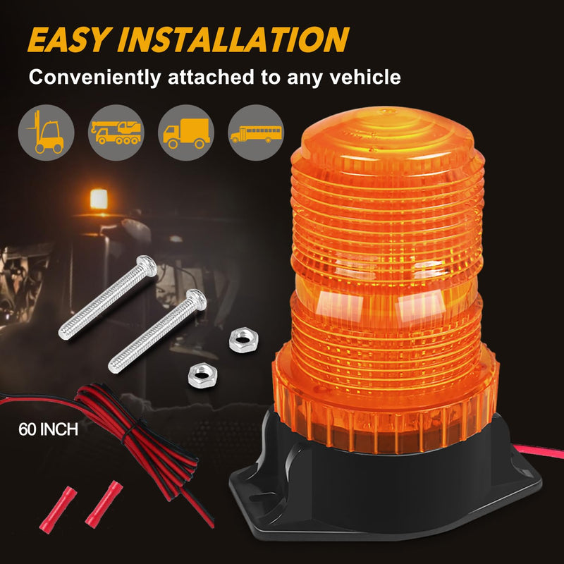 ONERAY [Upgrade 30 LED Strobe Light with extension cable, DC10-110V Amber Emergency Warning Flashing Safety Strobe Beacon Light for Vehicle Forklift Truck Tractor Golf Carts UTV Car Bus and More Yellow 1P