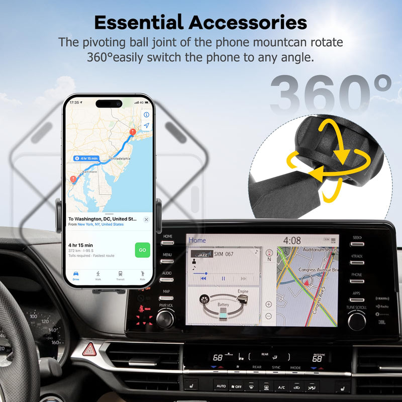 Car Phone Holder Fit for Toyota Sienna 2021 2022 2023 2024 w/DashTray Storge Box Organizer-Cell Phone Mount for Sienna Accessories 9 inch Touch Screen 360 Degree Rotation (Not fit Sienna 2025) For Toyota Sienna 2021-2024 9inch