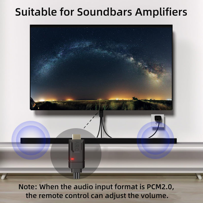 192KHz eARC/ARC to Optical Coaxial SPDIF Audio Converter for TV to Soundbar,eARC to Optical Converter with CEC Volume Control, Supports PCM2.0/Dolby5.1/DTS 5.1, 5 Ft Cable