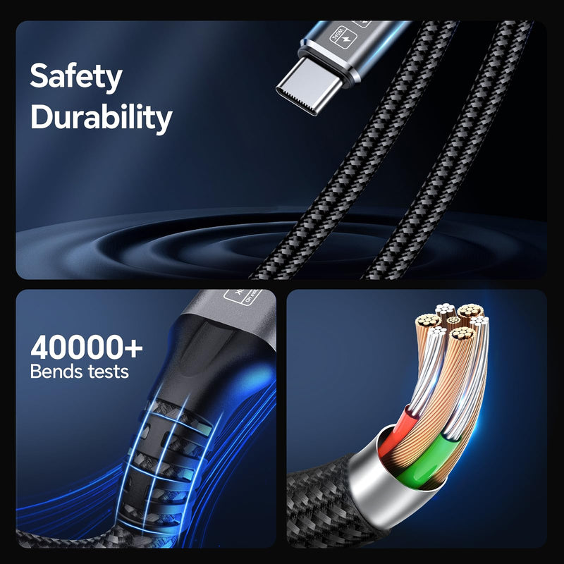 OIITH Thunderbolt 4 Cable 3.3FT 240W USB4 Supports 40Gbps High-Speed Data Transfer/8K/Dual 4k Display USB C to Fast Charging for 4/3 Monitor/Hub/Docking Stations and More Grey