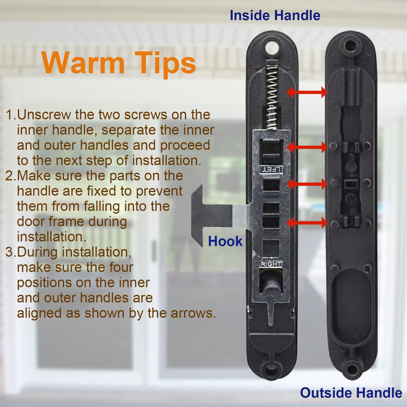 Sliding Screen Door Handle & Latch with Keeper, Fits Doors Thicknesses Ranging from 15/16" to 1-1/8", and mounting Holes 5-1/8" on Center (Black) Black