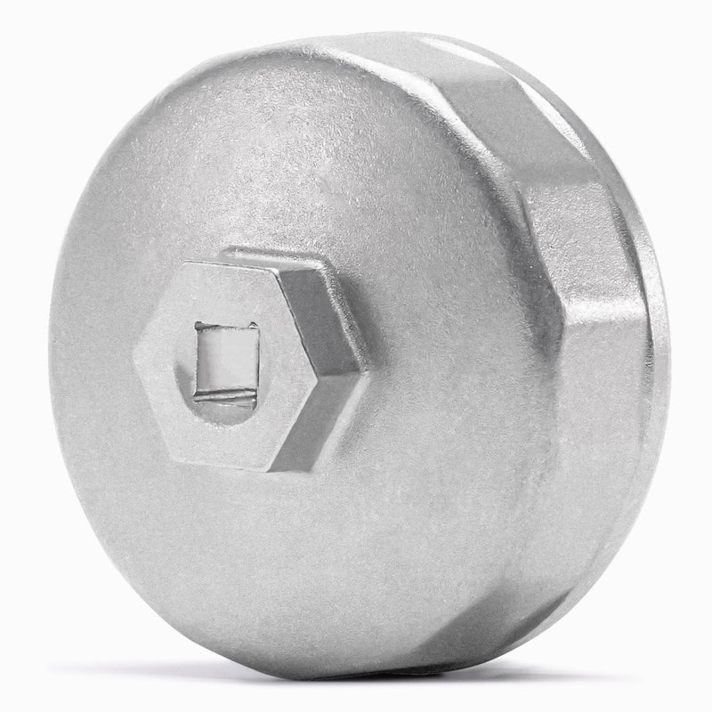 74mm 14Flutes Oil Filter Cap Wrench Removal Tool Socket Compatible with Mercedes Benz, Audi, Sprinter, VW, Porsche, Volkswagen, Mazda, Silver Heavy-Duty Aluminum