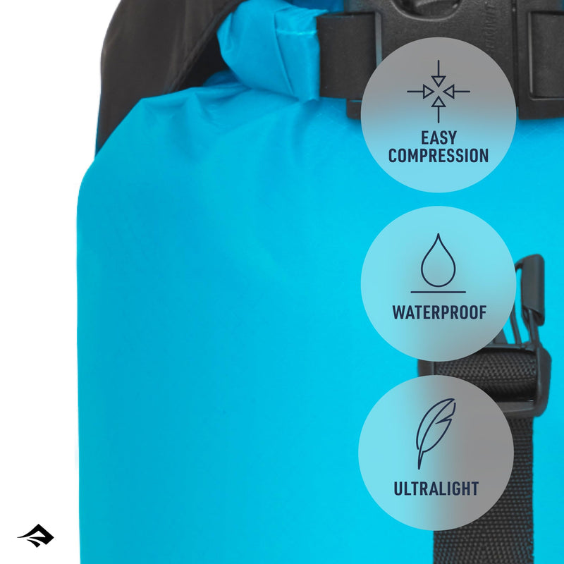 Sea to Summit eVac Ultra-Lightweight Compression Dry Bag, Waterproof Dry Storage, 8 Liter, Atoll Blue
