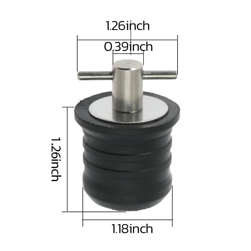 4 Pcs Boat Plug Snap Plugs T Handle Boat Drain Plug Rubber Plugs with Brass/Stainless Steel Handle Marine Twist Plug Boat Accessories (Stainless Steel, 1.25 Inch) Stainless Steel
