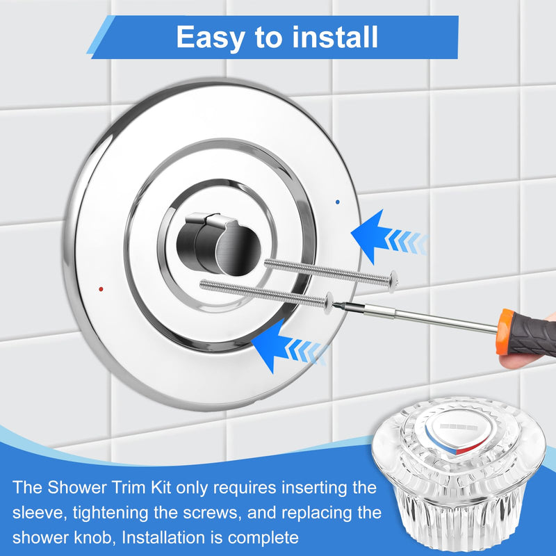 Shower Trim Kit, Compatible with Moen T470 Chateau Shower Trim Kit, With Replacement Cartridge and 104421 Removal Tool, Escutcheon, Shower handle, Tubes and Screws, Chorme Polished Chrome