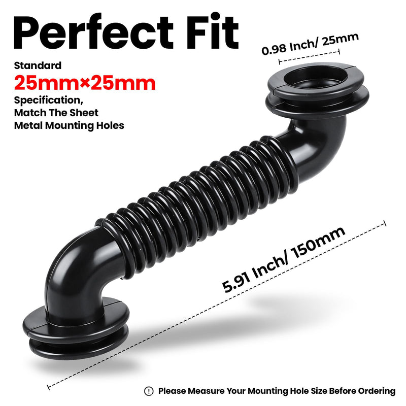 Car Wire Harness Door Tube, Black Rubber | Dust-Proof, Corrugated Flexible Protective Sleeve, 25mm x 25mm, 2 Pieces