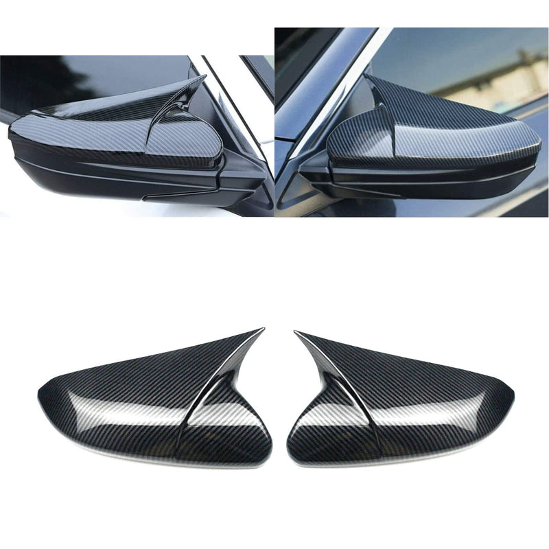 Side Door Mirror Caps Covers Compatible with Honda Civic 2016-2021 10th Generation Sedan Coupe Hatchback (Horn Style, Carbon Fiber Pattern) Horn Style