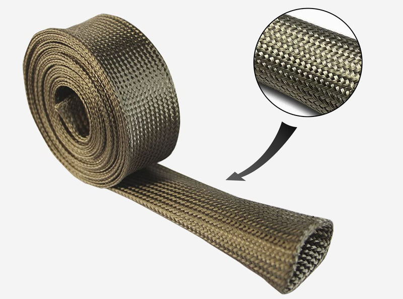 Heat Shield Sleeve Fuel Line Heat Shield Auto Hose Spark Plug Wire Cover Protectors Boots Roll 2500 Degree for Car&Auto Wire Loom Brake Cable (1" IDX10', Titanium) 1" IDX10'
