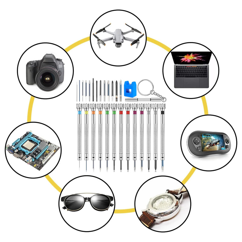 39pcs Precision Watch Screwdriver Set 0.6-2.0mm Small Jewelers Screwdriver Set High Hardness Steel Micro Cross Screwdriver Kit Glasses Repair Kit for Watch Eyeglasses Jewelry Work Electronics Repair 39