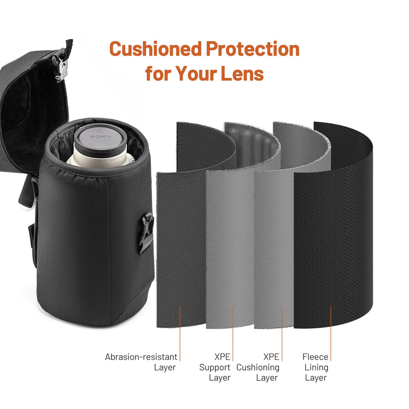 PGYTECH Camera Lens Case, Protective Lens Bag Pouch, Size L | Magnetic Buckle Water Resistant Lens Pouch for DSLR Camera Lens, Thick Camera Lens Bag for Nikon/Tamron/Fuji/Canon