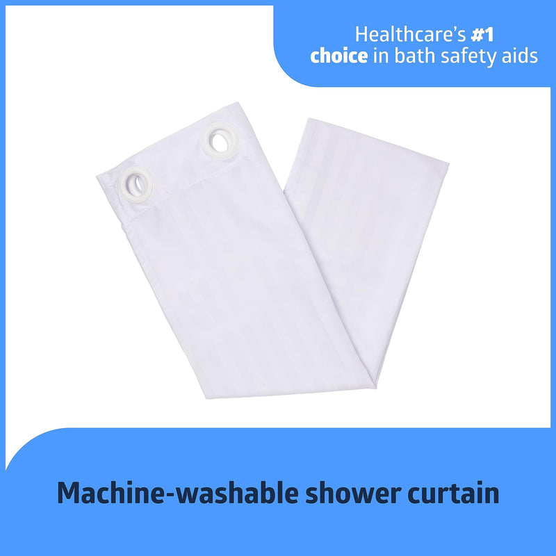 Medline Transfer Bench Shower Curtain, Standard Size, Machine-Washable, White, for Senior, Elderly, Disabled, or Adults and Patients, 1 Ct.