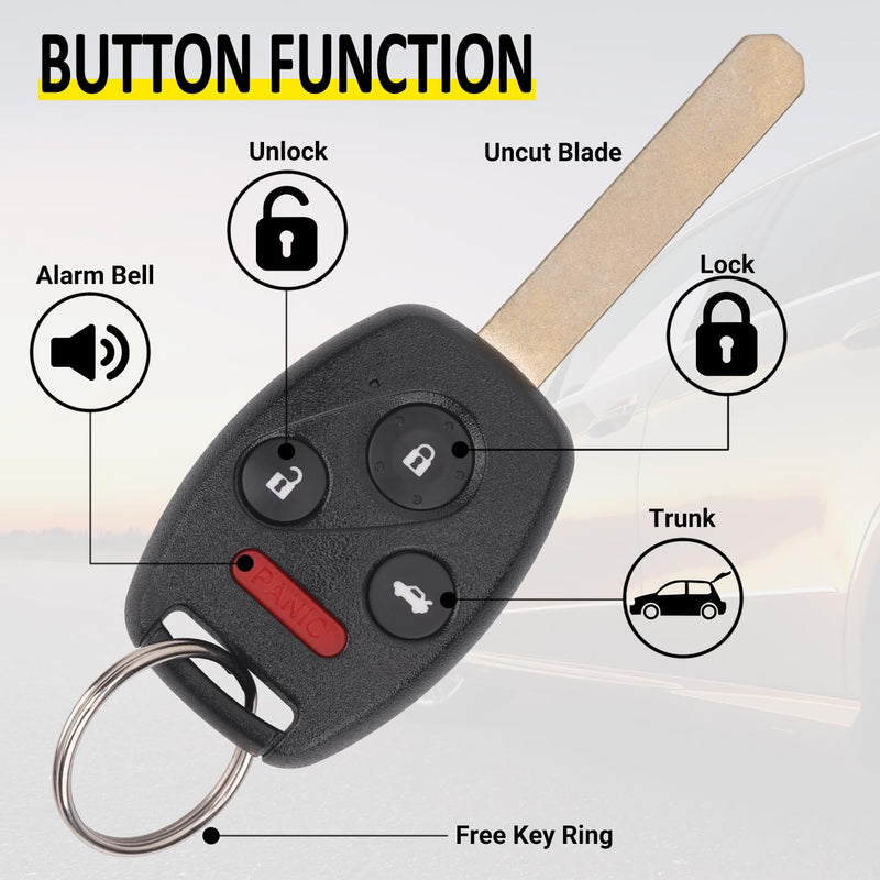 Key Fob Replacement for 2003-2007 Honda Accord Car Keyless Entry Remote Control,OUCG8D-380H-A 35111-SHJ-305,4 Buttons, 2Pcs