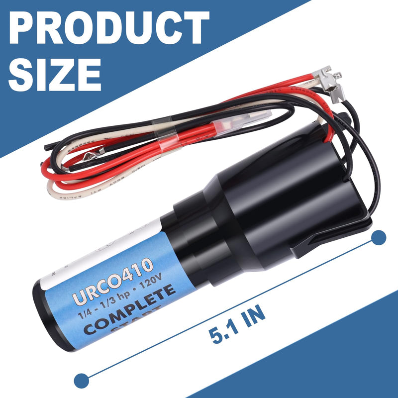 URCO410 3 in 1 Hard Start Kit Compatible with Refrigerators and Freezers (3 Pcs), 115V AC Solid State Relay Overload Protection for 1/4 to 1/3 HP Compressor Hard Start Capacitor URCO410