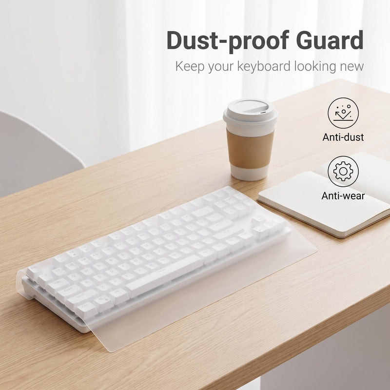 Clear Keyboard Protector, Silicone Waterproof, 17.52x5.51 | Clear silicone keyboard protector shields desktop keyboards from spills and dust while maintaining typing comfort