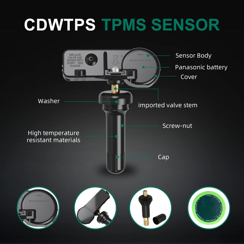 TPMS Sensor,GM 315Mhz Tire Pressure Monitoring Sensor Compatible for Chevy Silverado GMC Cadillac Buick Pontiac Saturn Hummber Saab Replace#13598771 13598772 13586335 13581558 4 Pack 13586335 four sensor