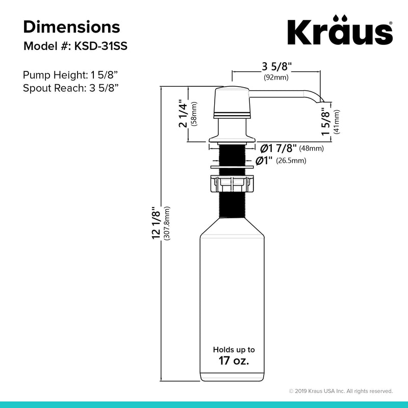 KRAUS Kitchen Soap and Lotion Dispenser in Stainless Steel, KSD-31SS