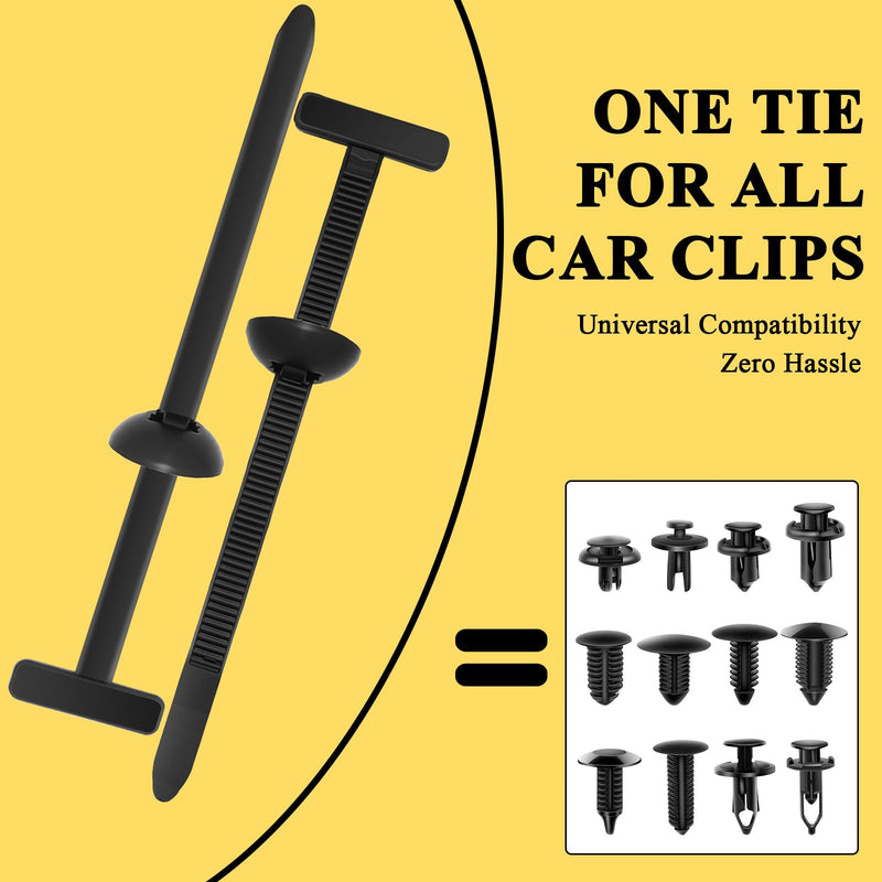 150PCS Nylon Universal Cable Tie Buckle for Car, Heavy Duty Plastic Rivet T Zip Ties Style, Grip Auto Zip Tie Buckles, Automotive Zipper Clips, Button Ziptie Bumper Retainer Fender Liner Fastener