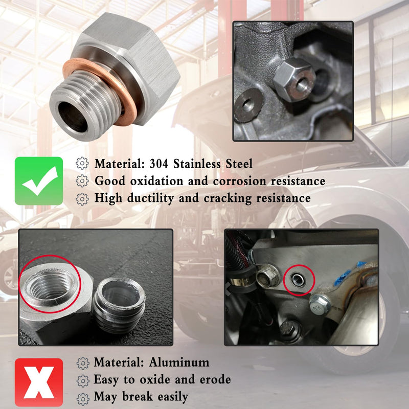 2 PCS Stainless Steel Oil Pressure Sensor Adapter for GM LS Series Engines LS1 LSX LS3 5.3L 6.0L 6.2L M16 1.5 2