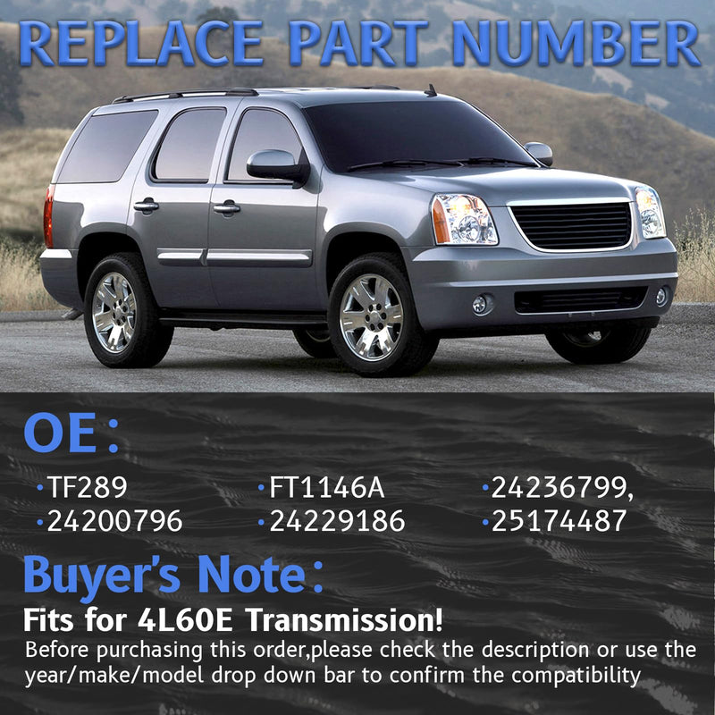 TF289 4L60E Automatic Transmission Filter and Gasket Kit Fits for Chevy Blazer Express Silverado 1500 2500 Suburban, GMC Sierra Yukon, C-adillac Escalade, Replaces# 24200796