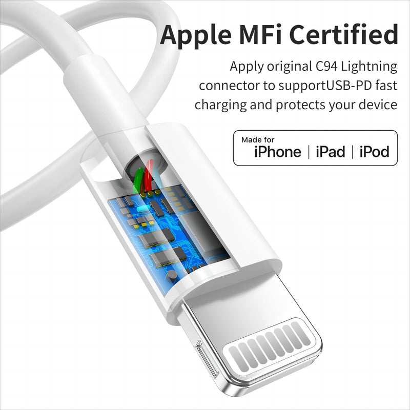 USB C to Lightning Cable 5 Pack 6FT [Apple MFi Certified] iPhone Fast Charger Fast Charging Type c to Lightning Cable for iPhone 14 13 12 11 Pro Max Xr Xs 8 and More - White