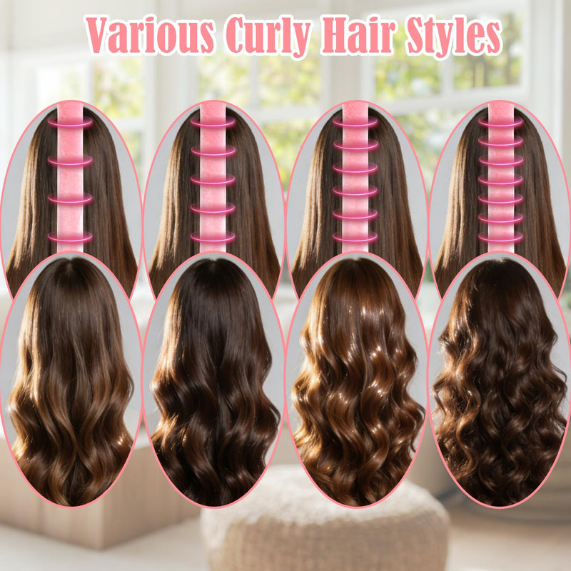  [AUSTRALIA] - Heatless Curling Rods 3PCS, No Heat Hair Rollers with Satin Bonnet, Overnight Flexi Bars for All Hair Types(Pink) Pink