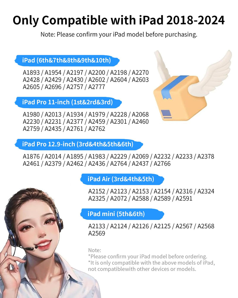 Stylus Pen for iPad 10th&9th Generation, Fast Charging Apple iPad Pencil with Palm Rejection, Tilt Sensitivity, Work for iPad Air 3/4/5, iPad Mini 5/6, iPad 6/7/8/9/10, iPad Pro 11", iPad Pro 12.9" White