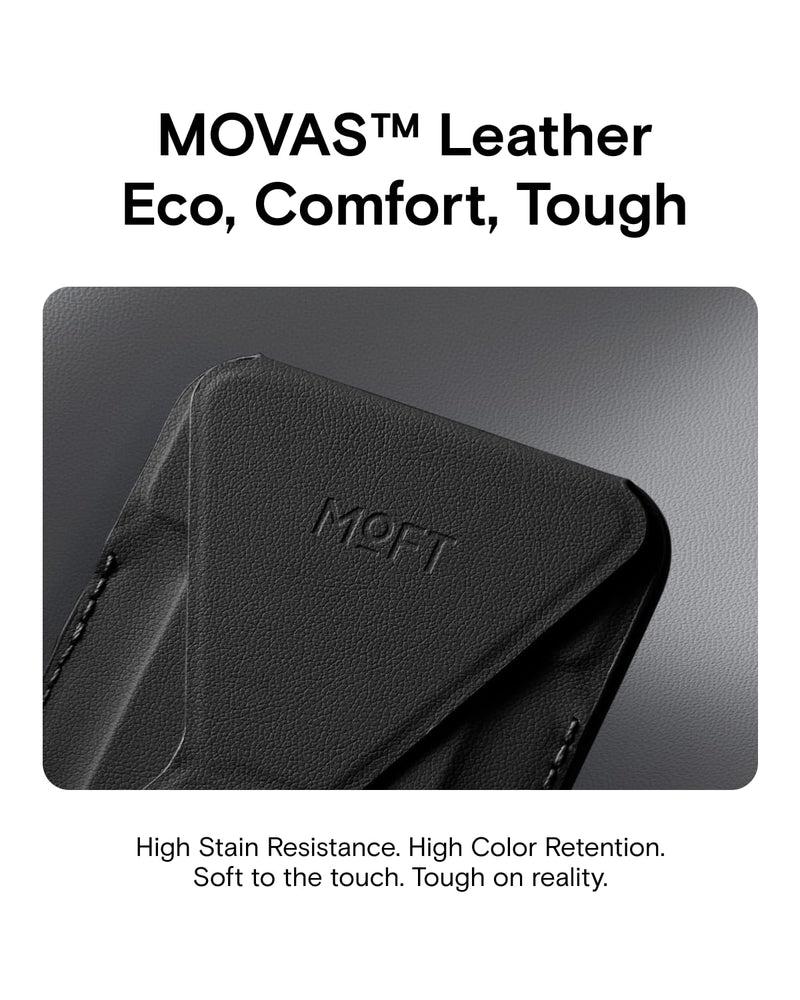 MOFT MagSafe Wallet Stand with Apple Find My, Ultra-Slim Trackable Strong Magnetic Phone Card Holder, 3-in-1 Multi-Angle Adjustable Phone Stand for iPhone 17/16/15/14/13/12 Series, Jet Black