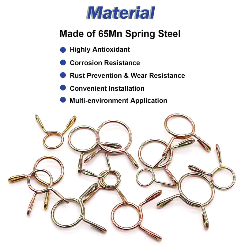 Tnisesm 310Pcs 5-13mm 9 Size Spring Clips Clamps Assortment Kit, Fuel Line Hose Tubing Spring Clips Clamps for Motorcycle Scooter ATV