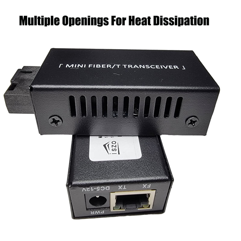 iszo 1Pair Mini Gigabit Transceiver, Media Converter, A/B Optic Transceiver, SC 1.25G, RJ45 10/100/1000Mbps, 20km, Small Size, Fiber to Ethernet, Fiber Media Converter DC 5-12V, Plug and Play.