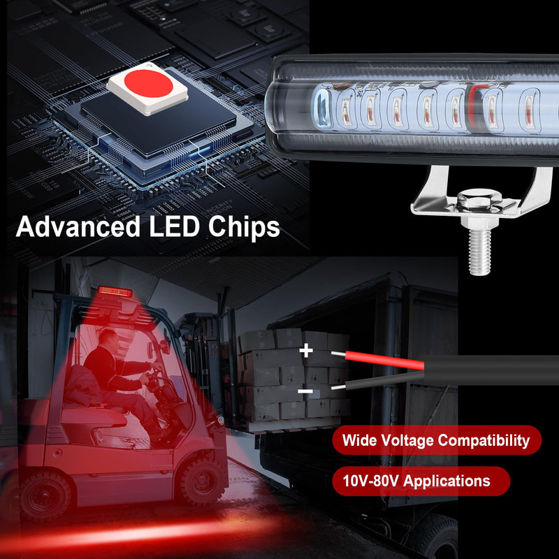 LED Forklift Safety Light - 2 Pack Warehouse Warning Light with Adjustable Mounting Bracket for Truck, AGV Security Indicator Spotlight Brightness (Red) Red