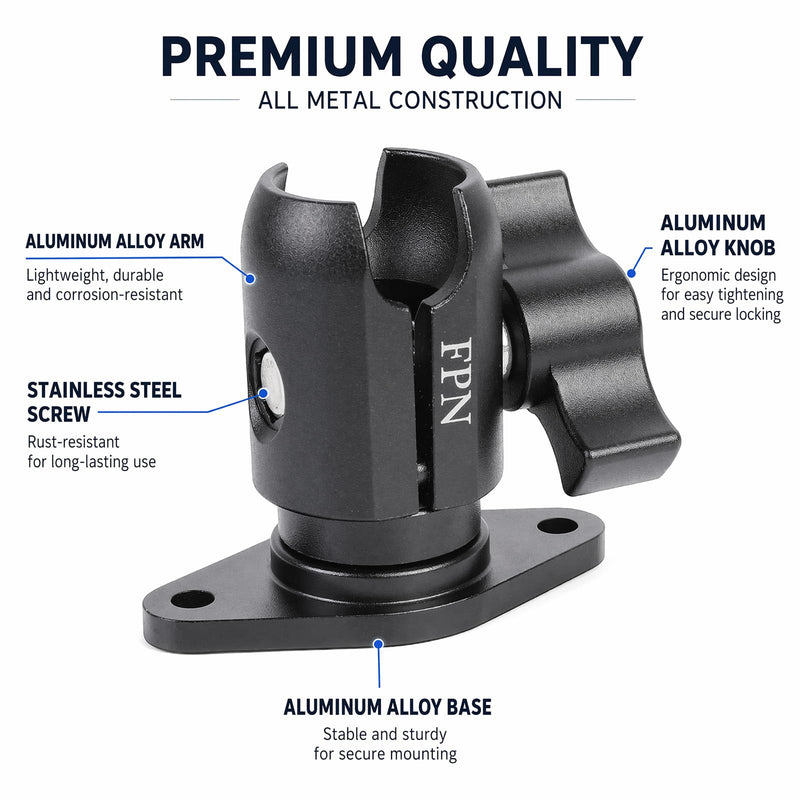 All-Metal Single Socket Arm with Diamond Plate Base for RAM B Size Mounts | AMPS Mounting Base, Fits 1" Ball Phone Holder/GPS Mount, 360° Rotation