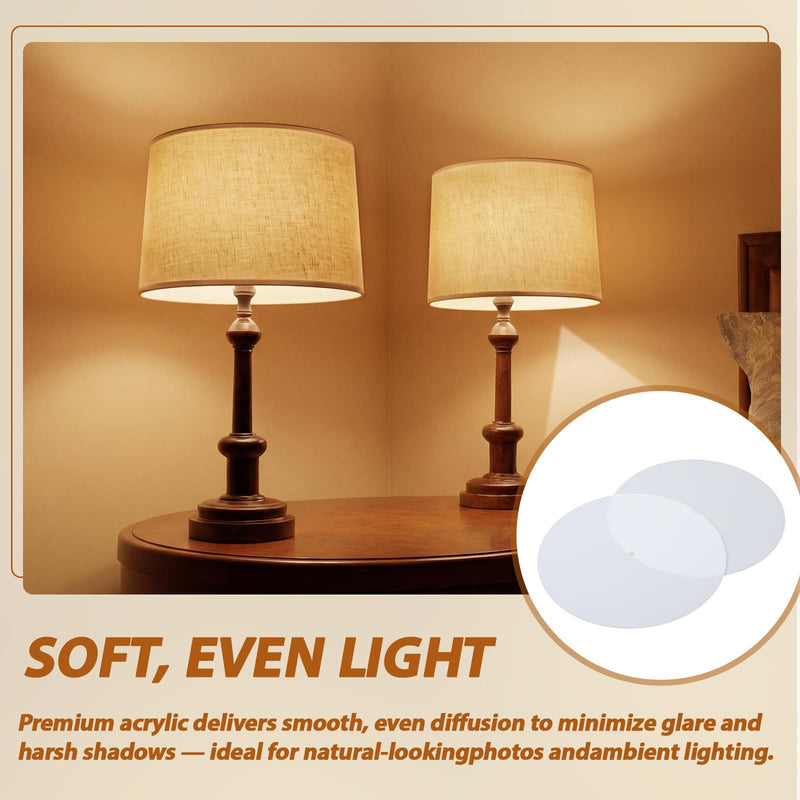 2 Pcs 10.5'' Diameter Round Lamp Shade Diffuser | with 3/8" Center Hole, White Acrylic Disc Lamp Diffuser for Drum Style Lampshades Pendants Softening Light 10.5 Inch