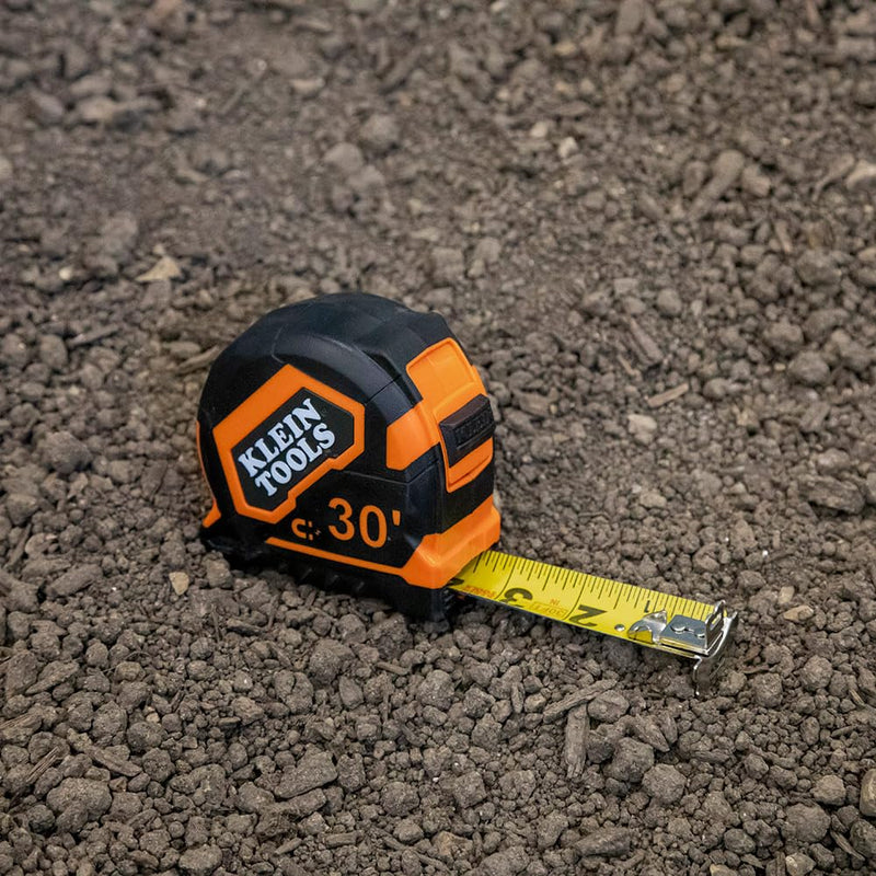 Klein Tools 9230 Tape Measure, Heavy-Duty Measuring Tape with 30-Foot Double-Hook Double-Sided Nylon Reinforced Blade, with Metal Belt Clip