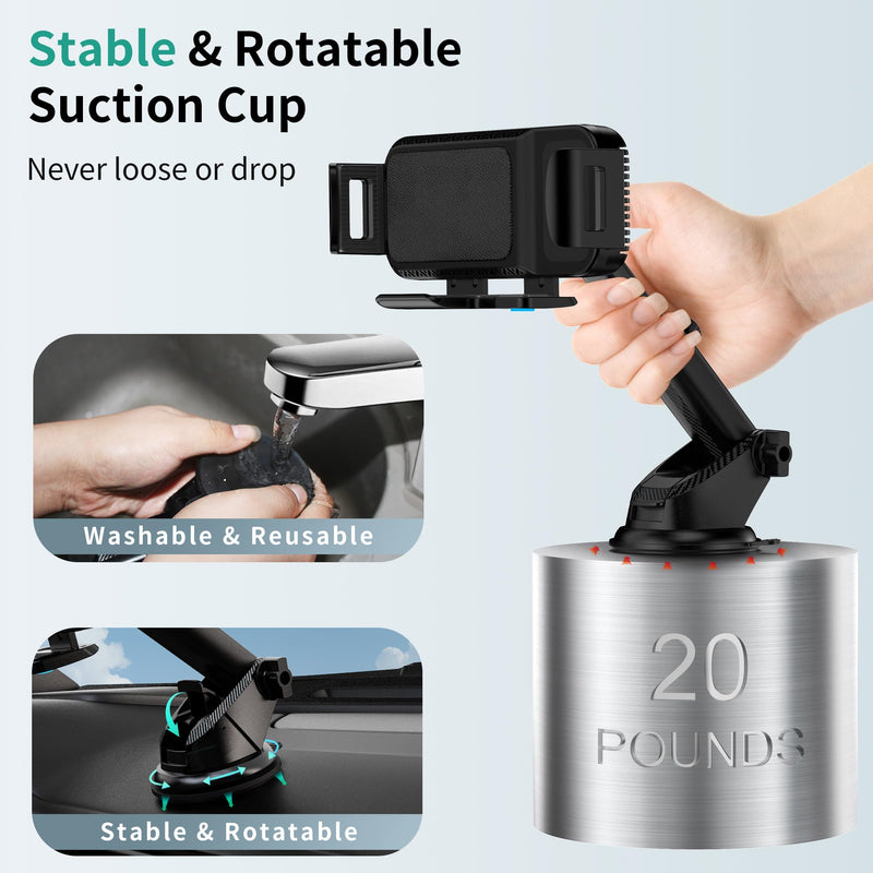 Wireless Car Charger Mount, 15W Dual Coil Rotatable Car Phone Holder Wireless Charger for Samsung Galaxy Z Fold 7/6/5/4/3/2, Z Flip, S25/S24/S23/S22 Series and iPhone, Car Charger Included