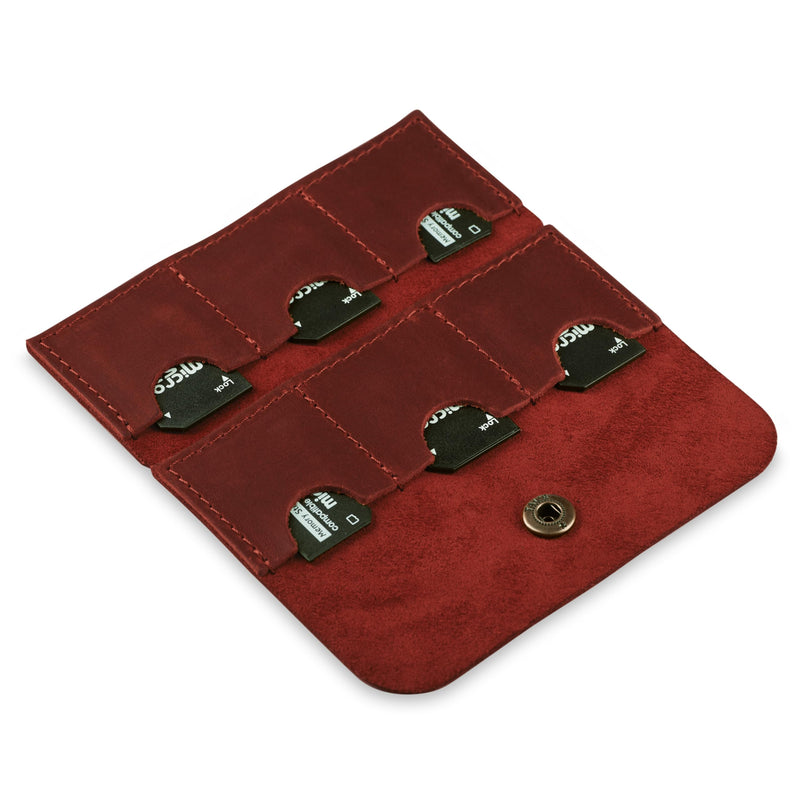Leather SD Card Holder, SD Card Case, Micro SD Card Holder Organizer, SD Card Storage Case, Memory Card Case Cover, Travel Memory Card Case (Cognac) Cognac